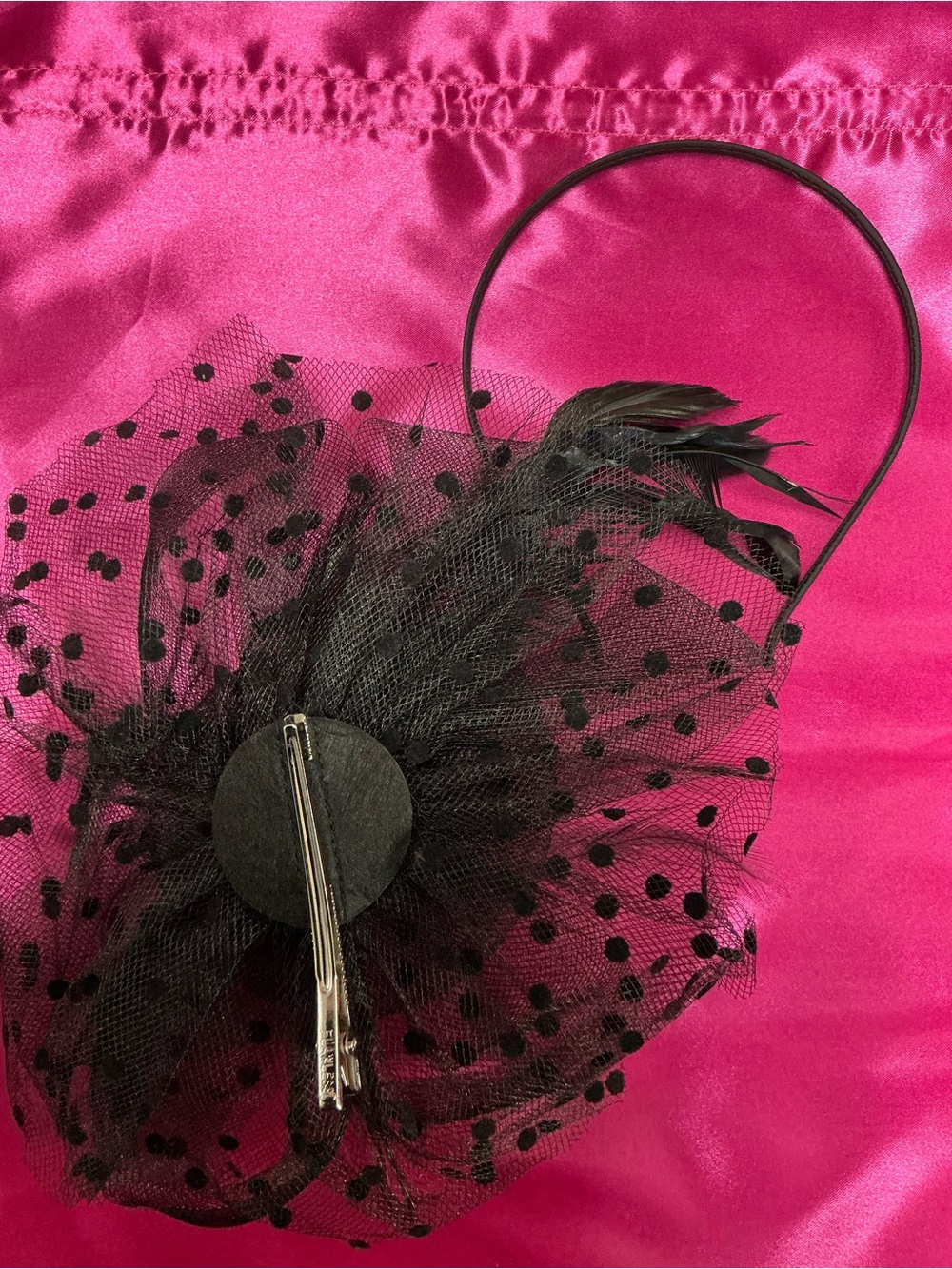 Black Floral Fascinator Headband - Elegant Women’s Hair Accessory - Picture 2 of 5